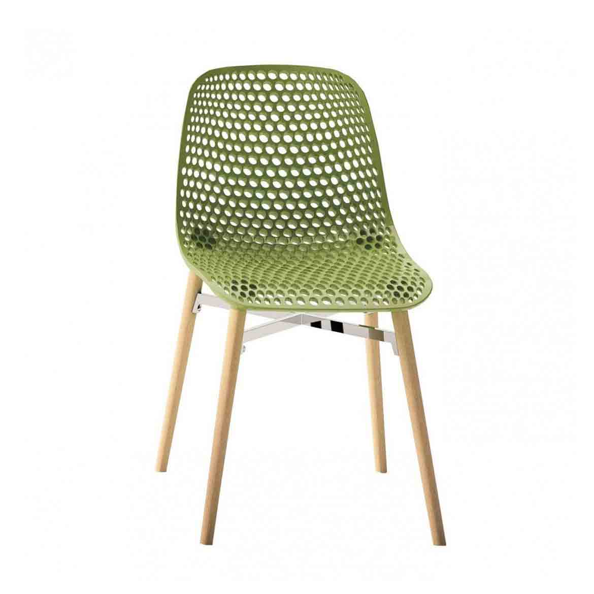 Műanyag, fém és fa: három alapanyag egy exrém különleges és elegáns darabban. A Good Design díj győztese 2014-ben. A fa lábazat natúr vagy az üléssel azonos színben lakkozott verzióban is elérhető.