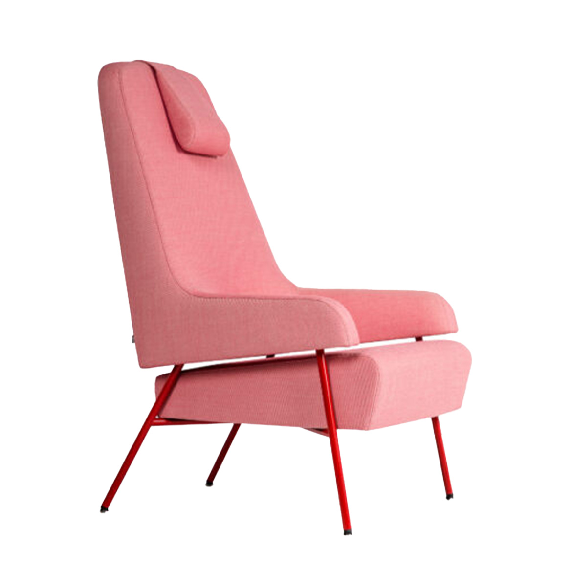 Gap High Armchair with upholstered shell and powder-coated metal legs. Available also in low armchair and 2-seater sofa version. Design: The Design Society