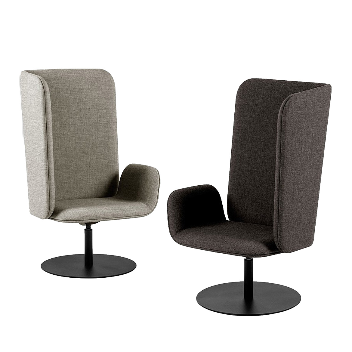 Shieldon is a comfortable swivel chair with a unique shape perfect for maintaining individual space in open-plan venues. Design: Tomek Rygalik